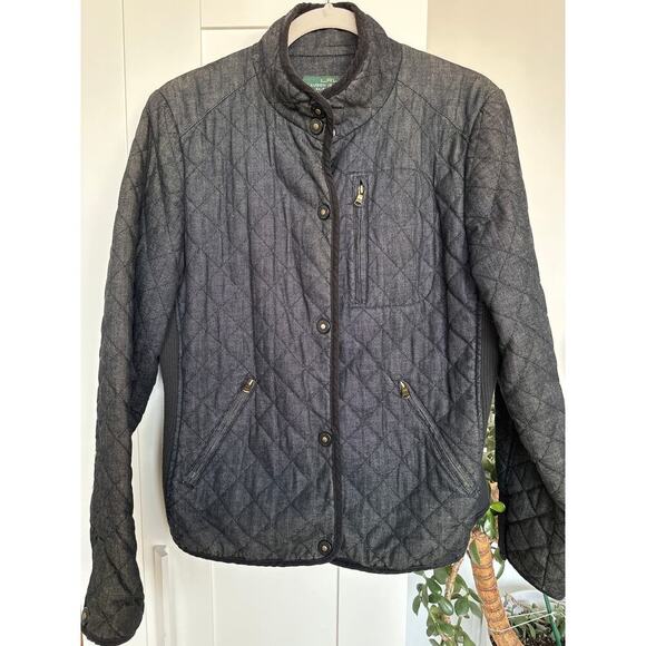 Ralph Lauren LRL Women’s Cotton Denim Quilted Lined Jacket, Size Large, EUC - Picture 1 of 8